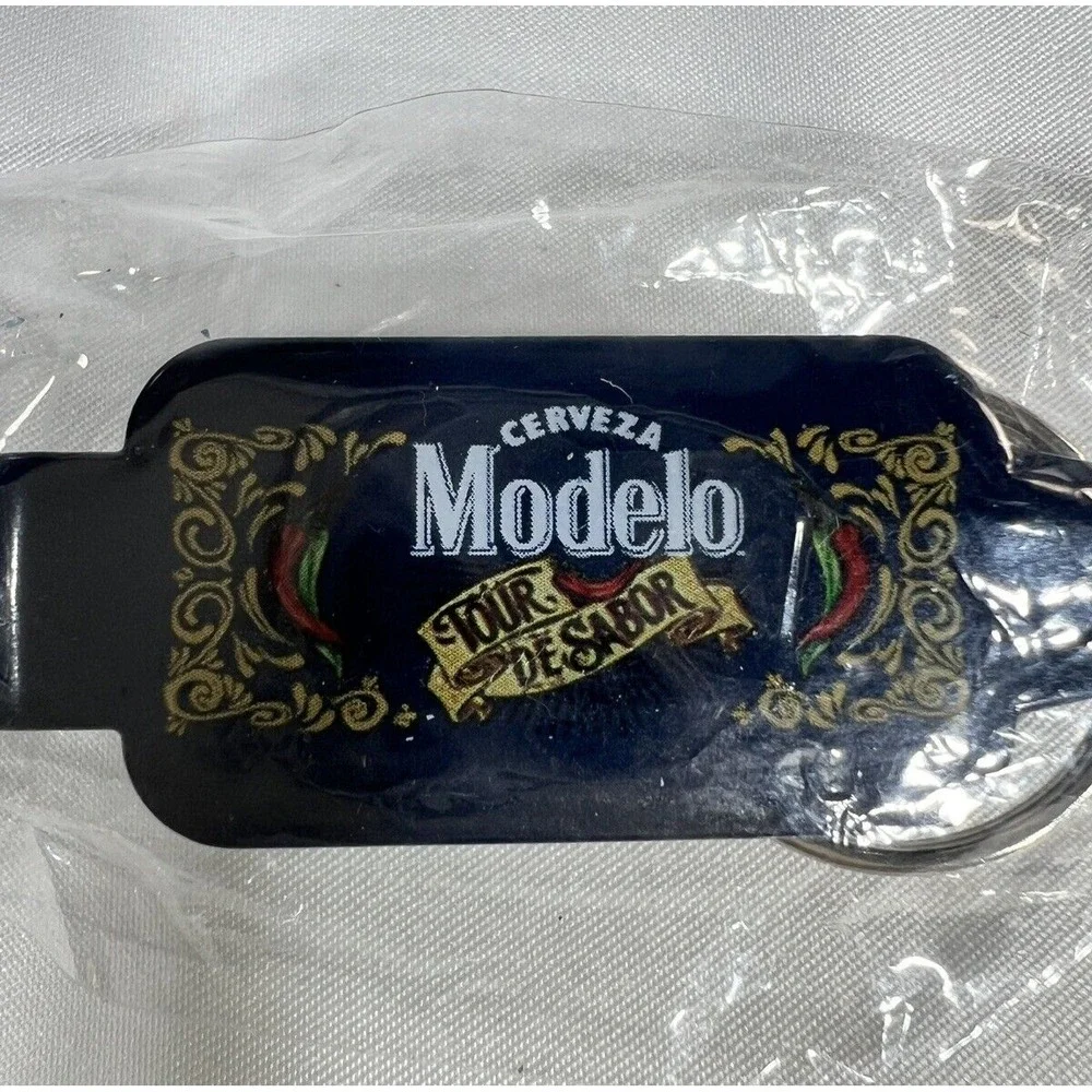 Lot of 2 Cerveza Modelo Beer Tour De Sabor Blue Bottle Opener Keyring Keychain